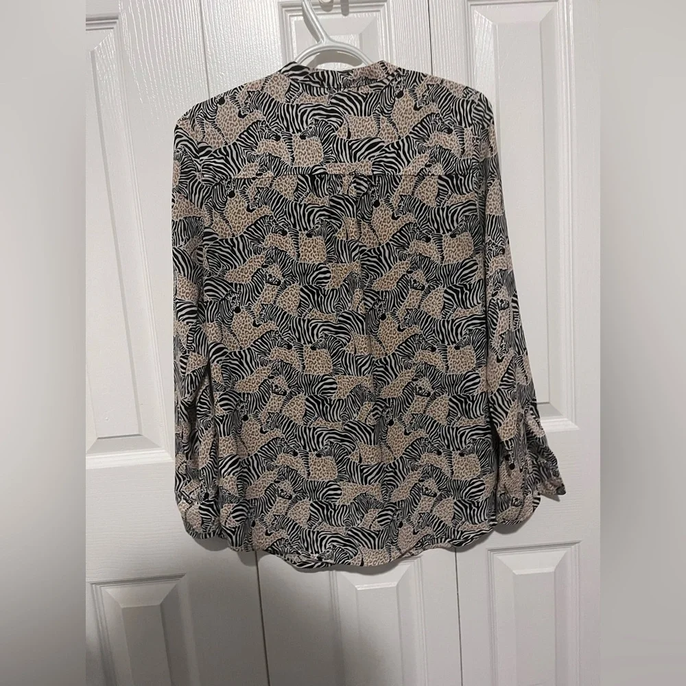 J.Crew Graphic Zebra Button Blouse XXS